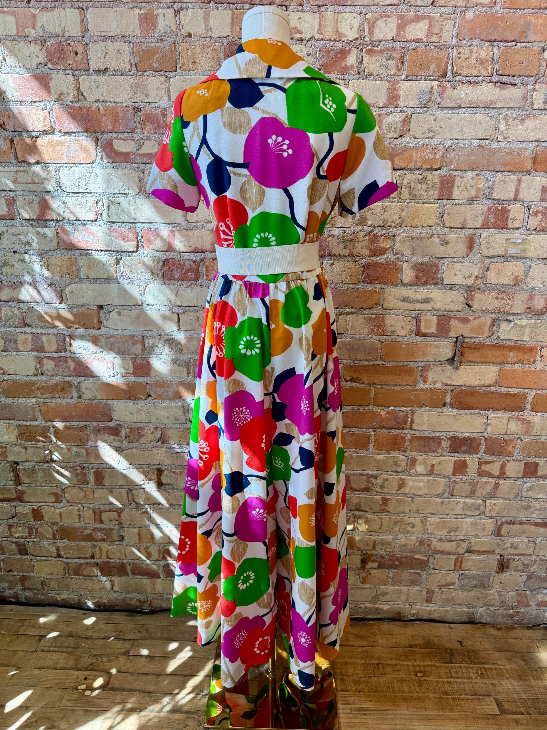 1960's Bright Floral Print Wide Leg Jumpsuit Flower Power
