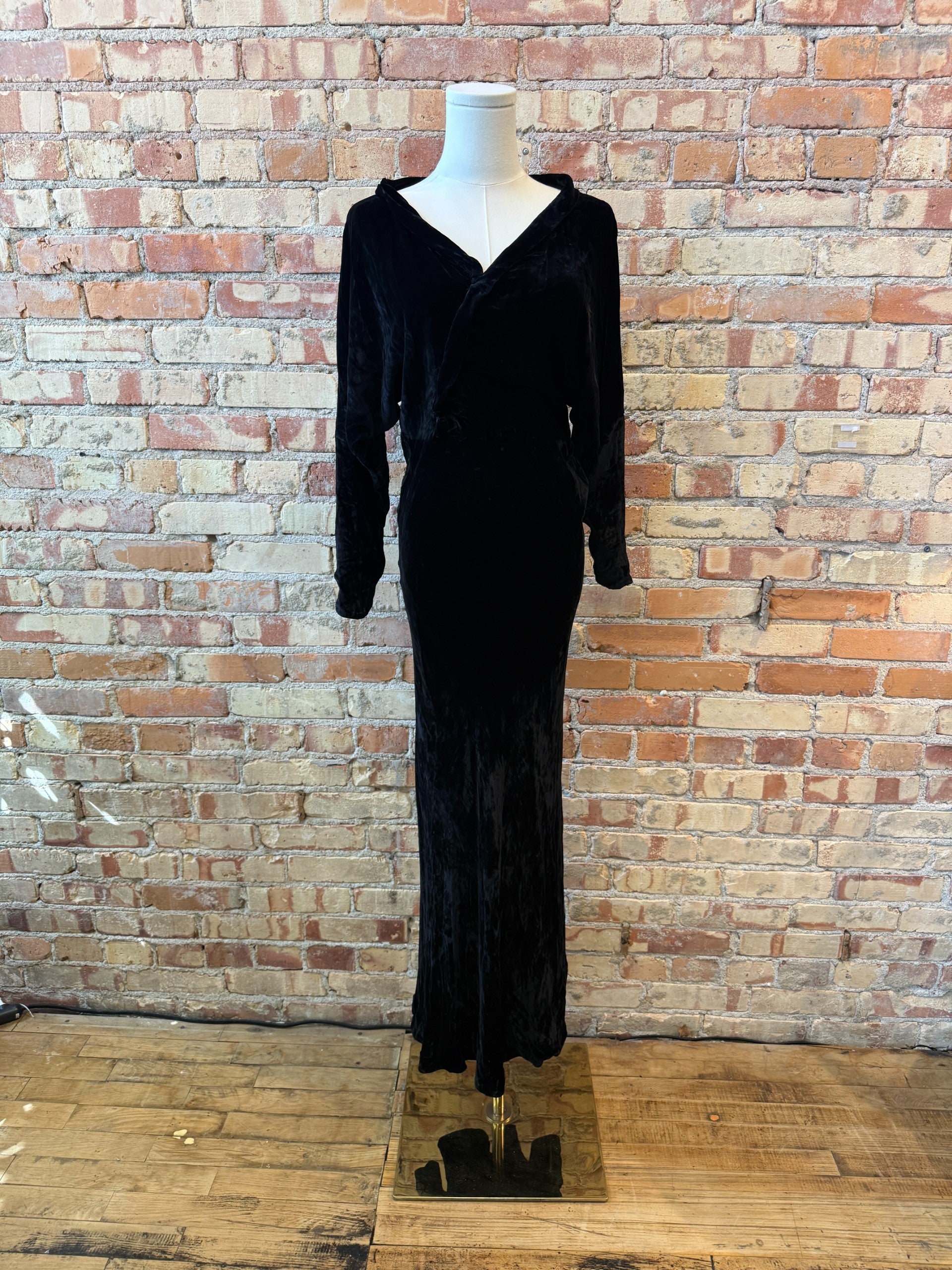 bias cut velvet maxi dress F/W 1985 Bill Blass Vintage Red Dress in Bias Cut Velvet Evening Gown